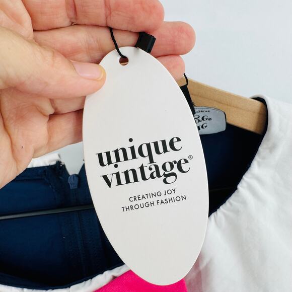 Unique Vintage NWT Strawberry Print Bow Collar Dress 1X/16 Retro Fit & Flare - Picture 4 of 9